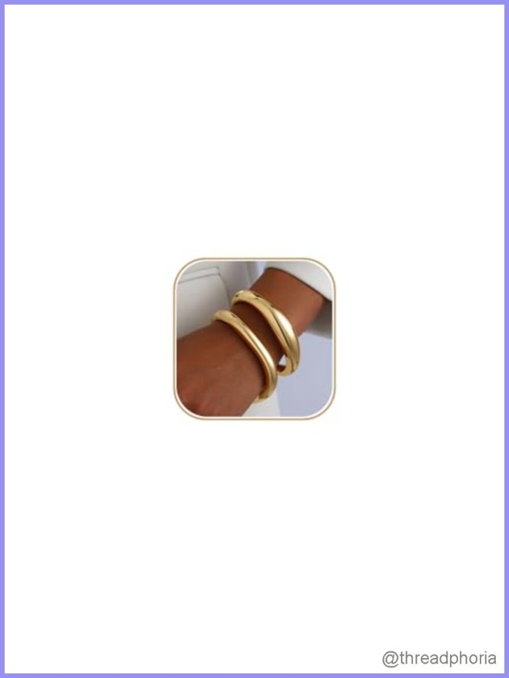 2pc Gold Plated Bangle Bracelets for Women, Chunky Hinged Cuff Set